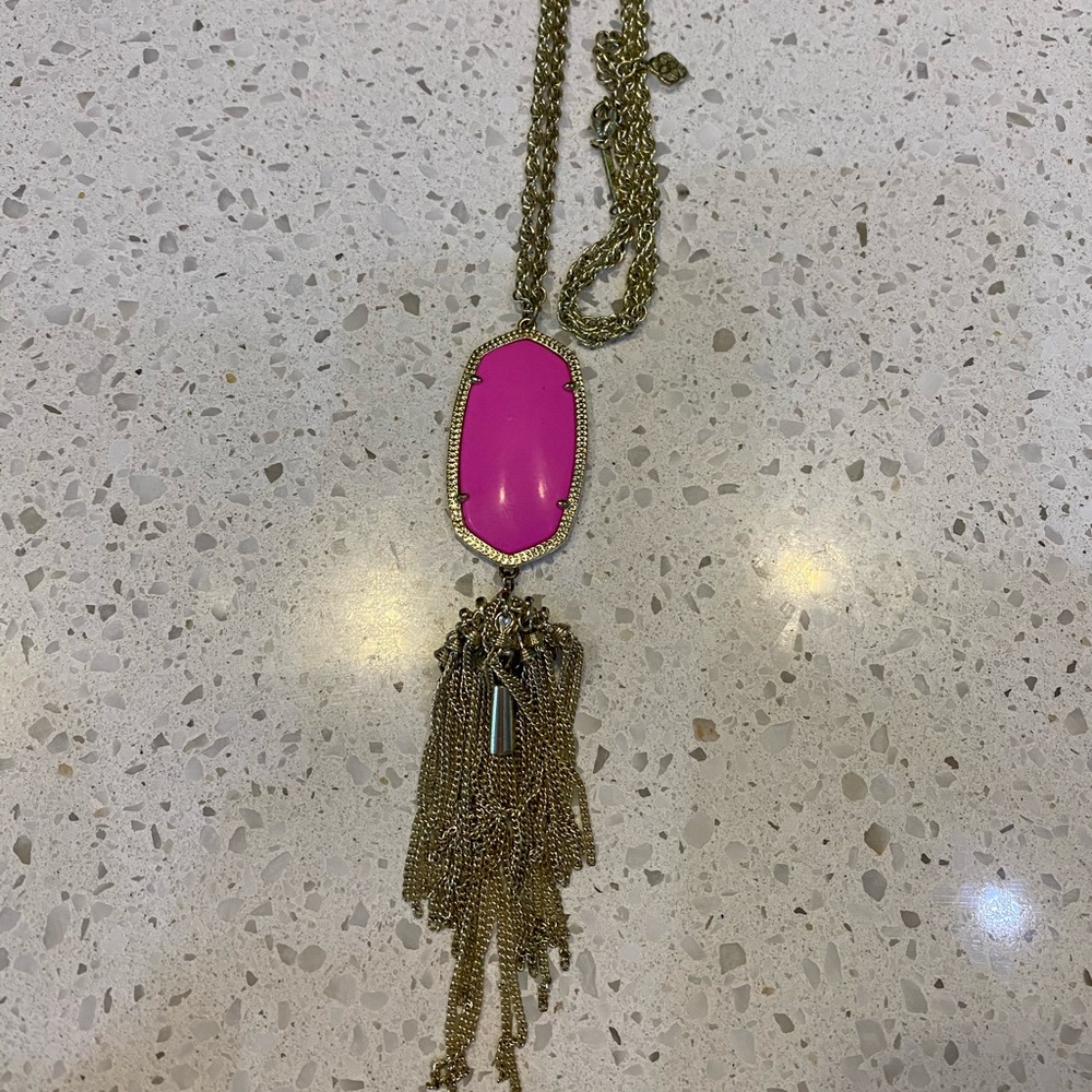 Kendra Scott hot pink rayne tassel necklace